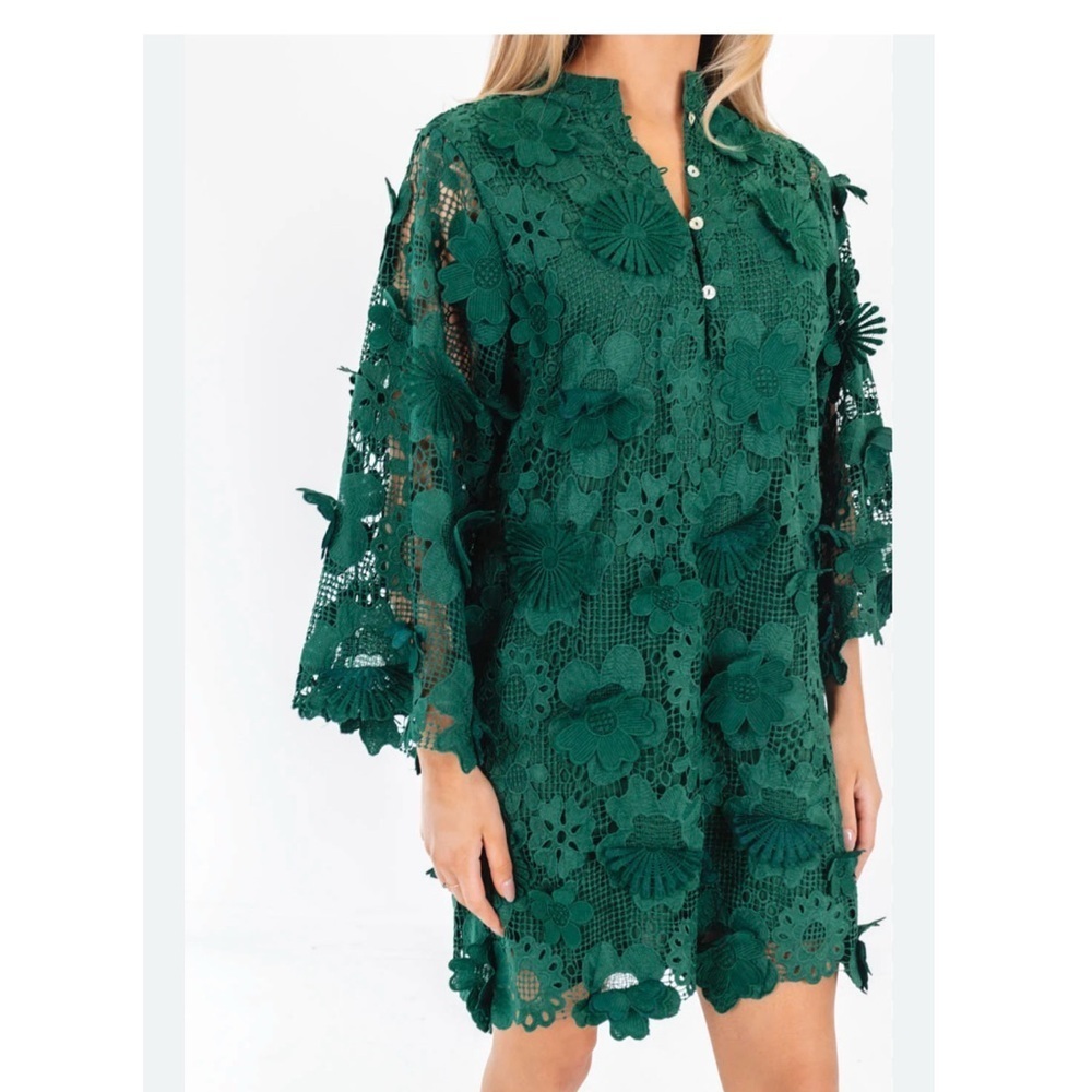 NWT The  Seraphina‎ J.Marie Elegant Green Floral Lace Dress